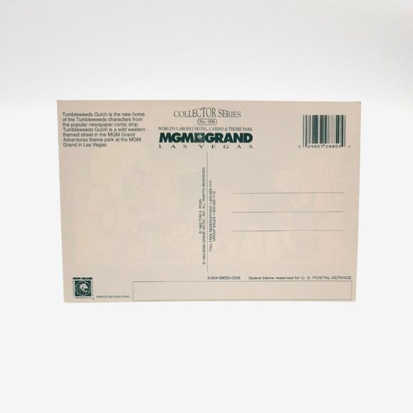 Tumbleweeds Gulch MGM Grand Postcard Collectors Series 006 Vintage 1993 Comic - Picture 2 of 2